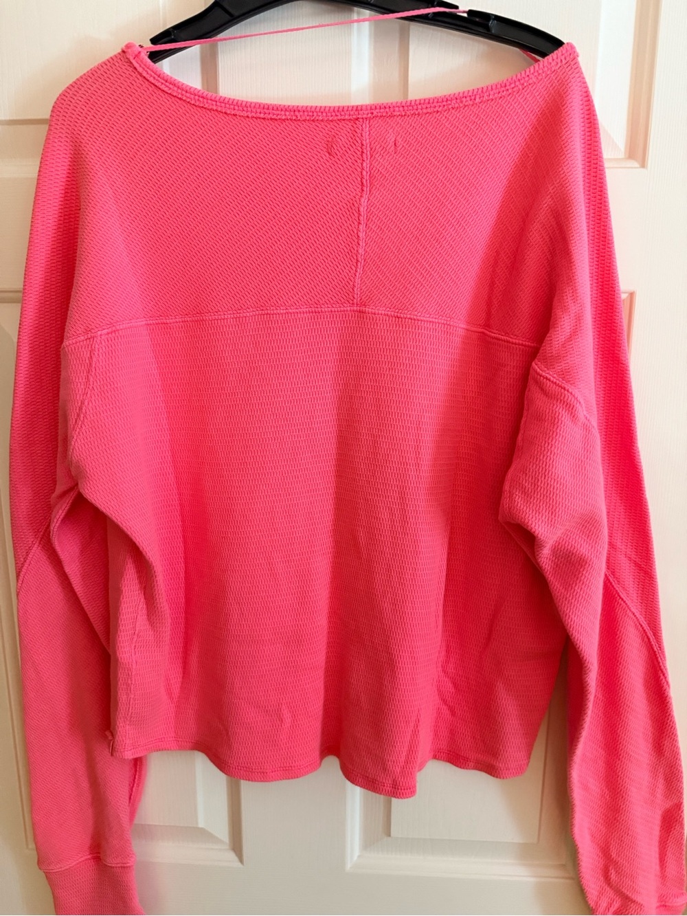Free People XL Extra Large Hot Pink Thermal Long Sleeve Top Pullover Shirt - Picture 4 of 8